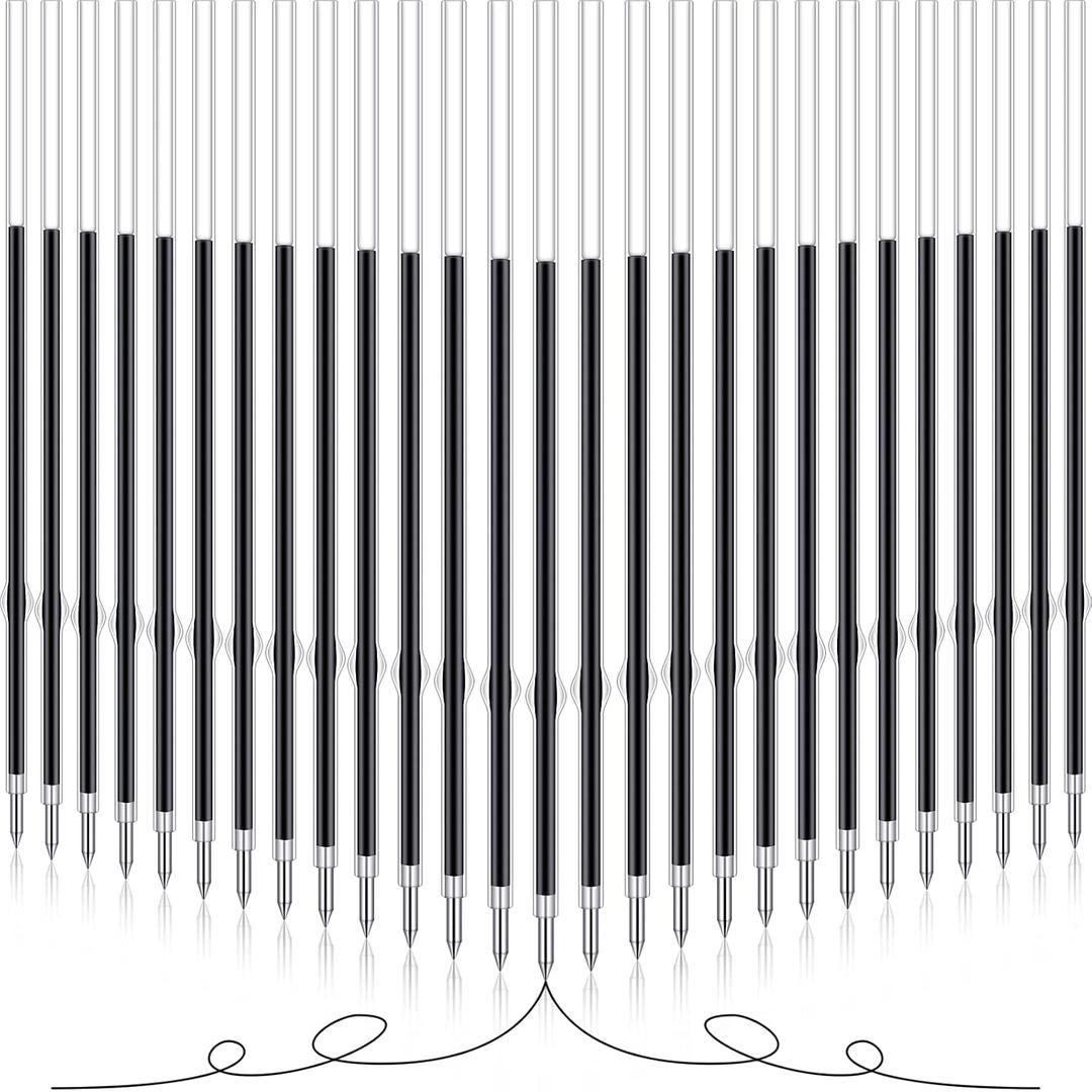 Outus 60 Pcs 0.7 mm Black Retractable Pen Refills Bulk 4.2inch Replacement Ballpoint Ink Pen Refills for Click Ball Point Pens School Office Supplies
