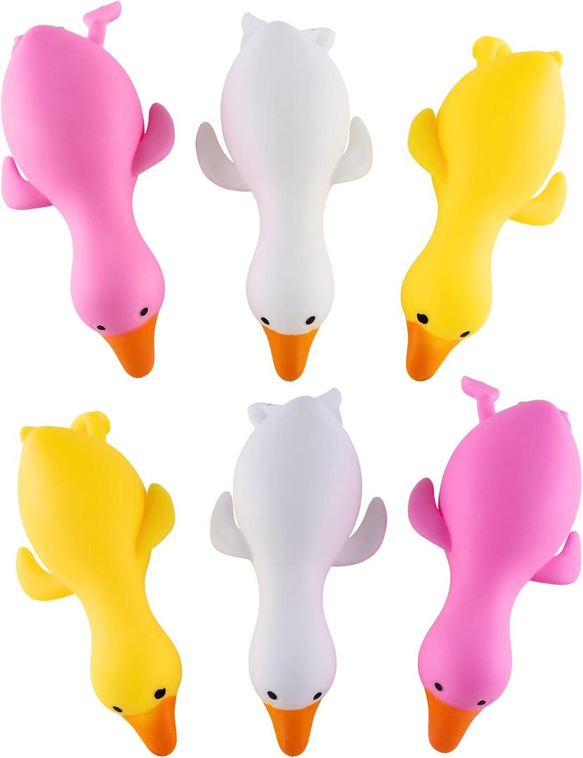 Super Z Outlet Stress Relief Squeezing Rubber Jelly Ducks for Kids and Adults - Anti-Stress, Help Anxiety and Improve Focus, ADHD Sensory Toys Gift Set for Classroom Prize, Party Goodie Bag (6 Pack)