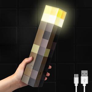 Light-up Wall Torch with 3 Lighting Levels - USB Rechargeable Night Lamp - Torch Light with Wall Mount & Hand Held, Costume Cosplay LED Lighting Torch for Kid's Bedroom Decoration