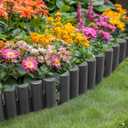 Navaris Garden Edging - Wood Design Flowerbed Garden Edging Plastic - Border Fence for Flower Beds - Borders Decorative Landscape Garden Bed Divider - 30x Stakes Set - Charcoal
