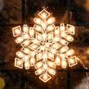 15-Inch Christmas Snowflake Light - Merry Holiday Decoration, Window Silhouette, Double Side Sign Lamp for Indoor Wall Door Glass