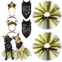 Suhine 6 Pcs Pet Happy New Year Costume Dog Accessories Include Puppy Dogs Tutu Dress Dog New Years Bandana Headband Outfit for Cat Pet Costume Supplies