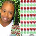 60PCS Green Red Hair Beads Christmas Style Round Beads Loc Dreadlock Jewelry Acrylic AB Color Pony Bead Accessories for Kids Girls