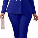 Ophestin Pant Suits for Women Dressy Business Casual Outfits Long Sleeve Blazer Jacket Wide Leg Pant Sets Work Office Suits (X-Large, Royal Blue)