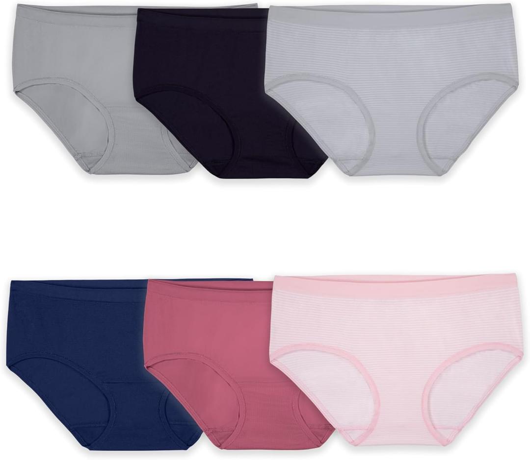 Fruit of the Loom Women's No Show Seamless Underwear, Amazing Stretch & No Panty Lines, (9, Hipster - 6 Pack)