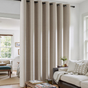 jinchan Room Darkening Linen Textured Curtain Extra Wide Room Divider for Living Room Bedroom Grommet Top Room Darkening Drapery 100" W x 84" L Greyish Beige 1 Panel
