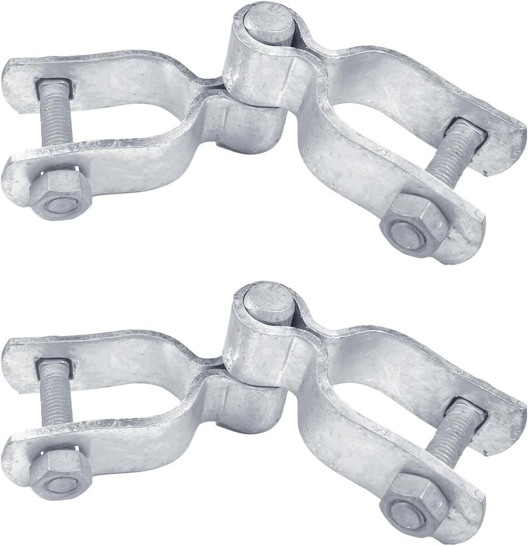 1-5/8" x 1-5/8" Chain Link Fence Gate Post Hinge Kit, Set of 2, Galvanized Steel Chain Link Fence Gate Hinge with 2 PCS Female Gate Frame Hinge and 2 PCS Male Gate Post Hinge, Bolts & Nuts Included