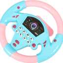 TOYANDONA Toddler Steering Wheel Toy for Kids Simulated Driving Controller Electric Early Learning Educational Musical Toy Pretend Driving Seat for Children Boys and Girls 4 5 6 Years Old (Sky-blue)