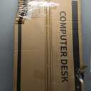 ODK Reversible Gaming Desk with Power Outlets and LED Lights, 48 Inch Computer Desk with Storage Shelves and Monitor Stand, Modern Writing Study Desk for Home Office, Carbon Fiber Black