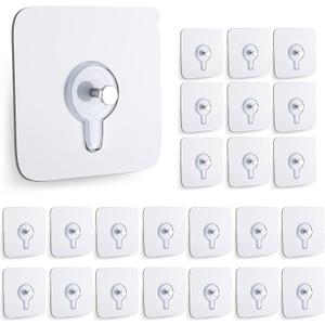 24PCS Picture Hangers Without Nails, Wall Hangers Without Nails, Adhesive Wall Hooks, to use Inside Kitchen, Bathroom, Home and Office (8mm)