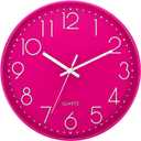 PATIKIL 12 Inch Wall Clock, Battery Operated Silent Non-Ticking Round Wall Clocks for Office Bedroom Decorative, Pink