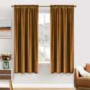 MIULEE Golden Brown Velvet Curtains Thermal Insulated Blackout Curtain Drapes for Bedroom Living Room Darkening 63 Inches Long Curtains Panels Rod Pocket Set of 2, Size: 52"W x 63" L