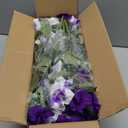 Artificial Flowers for Outdoors, Faux Morning Glory Spring Summer Decoration, Fake Flowers Plants UV Resistant Look Real Silk Flowers for Outside Planter Front Door Porch Patio Yard (12, Purple-White)