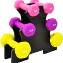 Fitvids Set of 6 Neoprene Dumbbell Hand Weights, Set with Rack: 2/3/5 Pairs