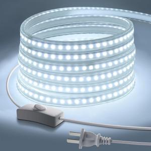 6.56ft LED Rope Lights Outdoor,110V Cuttable Outdoor LED Strip Lights Waterproof 6500K for Indoor Outdoor,Eaves,Backyards Garden,Landscape Lighting (White)