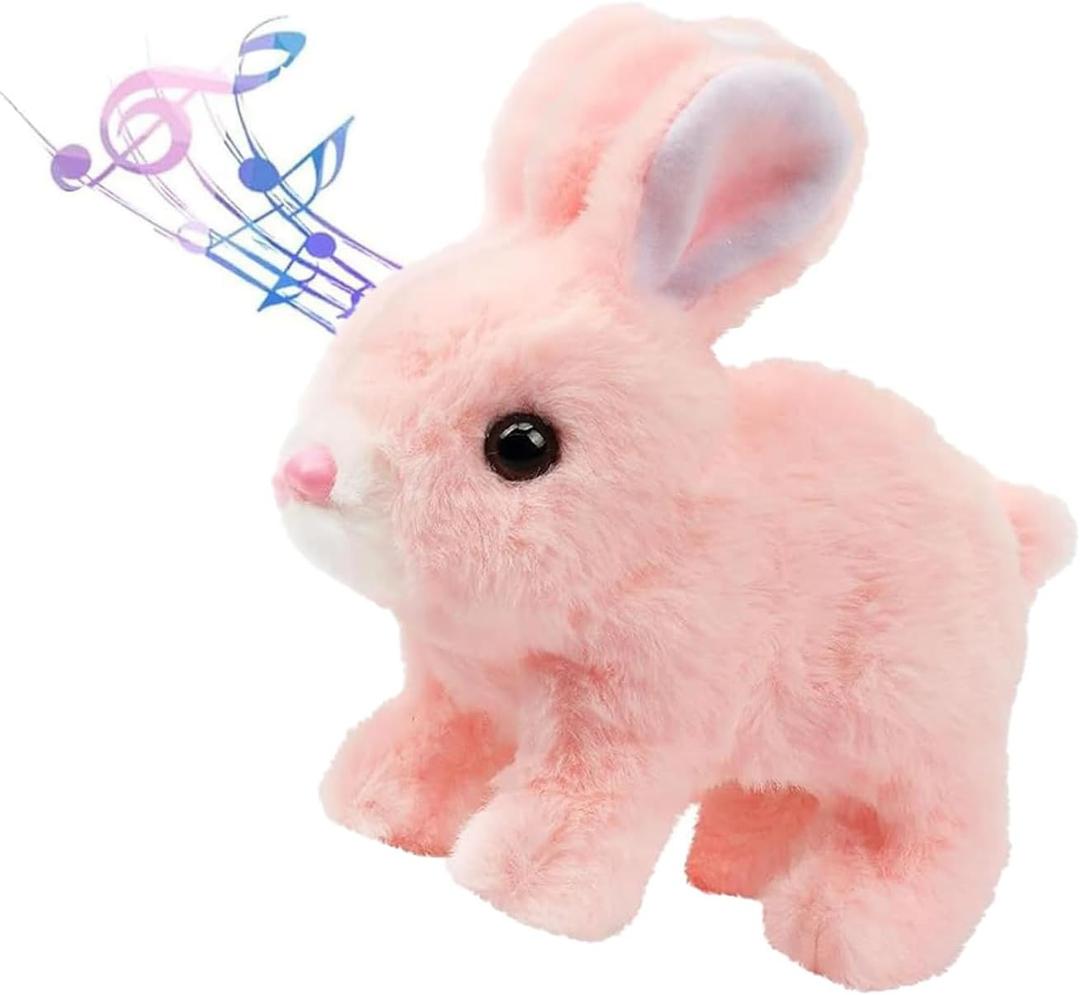 Easter Bunny Toy,Hopping Bunny Toy,Interactive Bunny Realistic Bunny - Jumping, Twitching, and Shaking Ears, Realistic Bunny that Moves, Realistic Bunny Toys for Kids (Pink)