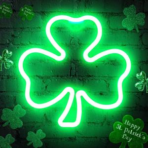 11.5 Inch St Patricks Day Decorations,Irish Clover LED Window Lights,USB Powered Control,St. Patrick's Day Green Clover Lighted Decorations for Window Wall Indoor Outdoor Party Favors (Clover)