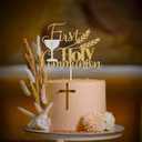2 x First Holy Communion Cake Topper, My Baptism Cake Decor, Baby Shower/Christening Party Decorations, Spanish Wedding/Bridal Shower Decorations Glod & Silver Glitter