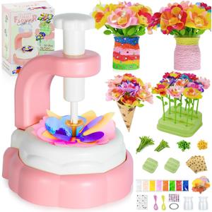 Girls Crafts Ages 4-12, DIY Fabric Flower Crafts Kits with Vases and Decoration Kits, Make Your Own Bouquets and Vases, Christmas, Birthday Gifts for Girl, Educational Activity, Art and Craft for Kids