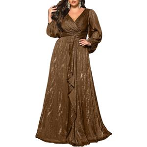 Plus Size Bridesmaid Dress Elegant Chiffon Long Formal Wedding Guest Cocktail Dresses for Party Cocktail Gown,2XL