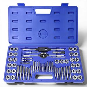 60pcs Tap and Die Set - SAE #4 to 1/2” and Metric M3 to M12 Rethreading Tools & Thread Chasers, External and Internal Thread Cutting & Repair Tool Kit, with Complete Accessories and Storage Case