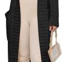 Caracilia Womens Long Cardigan Sweaters 2025 Fall Open Front Coat Long Sleeve Cable Knit Maxi Outerwear Trendy Jacket Clothes (Black, L)