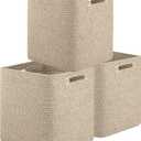 OIAHOMY Storage Cubes, 13 Inch Cube Storage Organizer, Collapsible Storage Bins, Baskets for Organizing, Storage Bins for Shelves-Brown, 3 Pack 