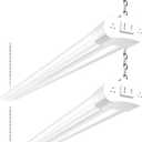 hykolity 2 Pack 4FT Linkable LED Shop Light for Garage, 6500lm, 4FT 60W Utility Light Fixture, 5000K Daylight LED Workbench Light with Plug, Hanging or Surface Mount, White - ETL