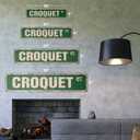 CROQUET Vintage Plastic Street Sign set mallet balls player signs | Indoor/Outdoor | 30" Wide, 7" X 30" Rigid Plastic