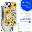 for iPhone 13 Case and iPhone 14 Case, [Sunflowers] Cool Aesthetic Pattern for Women, [11FT Military-Grade Drop Tested] Slim Crystal Clear Shockproof TPU Bumper Phone Cover, 6.1"