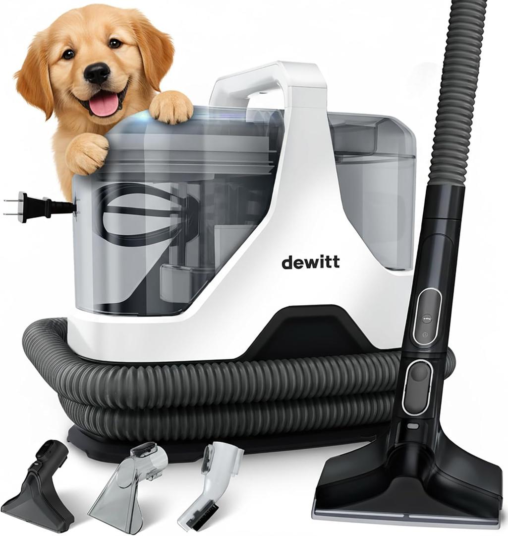 DeWitt Spot Genie Pro Portable Carpet Cleaner Machine, Upholstery Cleaner  Lightweight 7.7lb Pet Stain & Odor Remover with 4 Cleaning Tools, Compact Design for Home, Car, and Furniture (White)