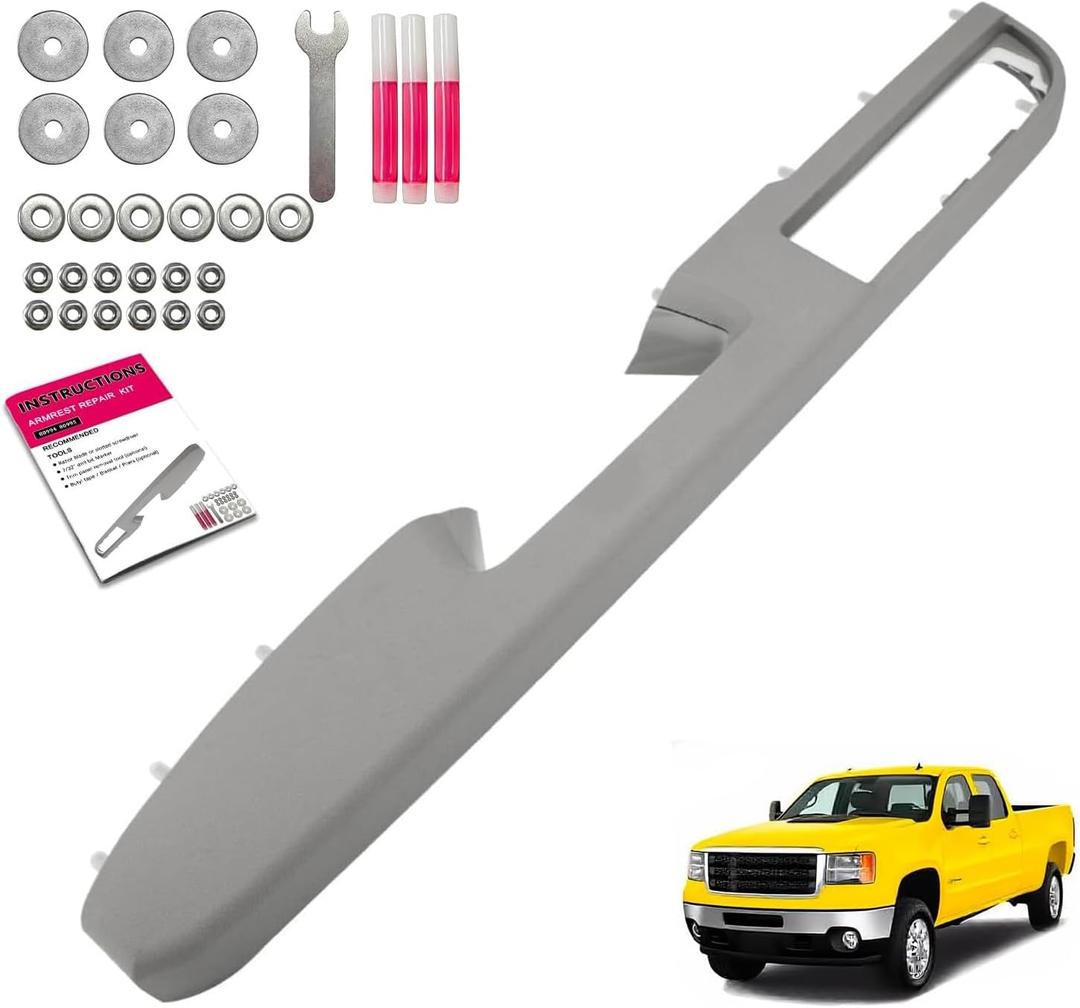 926-740 Front Left Driver Side Armrest Repair Kit Fit for Chevy Silverado Suburban Tahoe Avalanche for GMC Sierra Yukon 2010-2014 Door Panel with Release Handle Above Armrest 27Inch-Gray-GM# 84127281