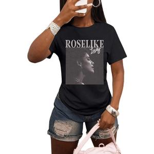 SOLY HUX Women's Graphic Tees Vintage Letter Print Crew Neck Short Sleeve Casual Streetwear T Shirt Tops, L