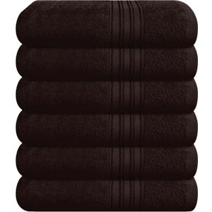 BOUTIQUO Ultra Soft Cotton 6 -Piece Hand Towel Set 16x24 Inch, Ideal for use in Bathroom, Kitchen, Gym, Spa & General Cleaning, Compact & Lightweight Multi Purpose Hand Towels - Chocolate Brown