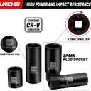 LLNDEI 3/8Drive Impact Socket Set,Standard SAE(5/16 to 3/4-Inch) Metric Size(8-22mm), 95 Piece, CR-V Steel Deep&Shallow Kit, Adapters, Ratchet Handle, Screwdriver Bit Set, Spark Plug Socket, 6 Point
