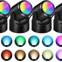 URTOM 6W RGBW Up Lights Indoor Christmas Spotlight Indoor LED Color Changing Uplighting Indoor with Remote 120V Spot Lights Indoor Plug in Floor Spotlight Indoor for Plant Picture Party, 4 Pack