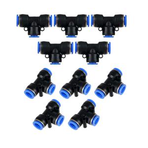 Metalwork Push-to-Connect Tee Fitting, 10mm x 10mm x 10mm OD, Air Hose T Connector Splitter (Pack of 10)