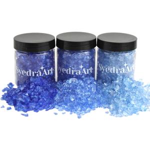 Syedra Crushed Glass for Crafts, 3-6mm Set of 3,Resin Art Crushed Colored Pieces 1LB (Blue) Syedra Crushed Glass for Crafts, 3-6mm Set of 3,Resin Art Crushed Colored Pieces 1LB (Blue)