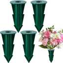 4 Pcs Memorial Artificial Flower Holder, Patio Garden Floral Ground Spikes, Cemetery Flower Container Stakes for Outdoor Yard Grave Faux Flowers Indoor Window Box Planter Pot