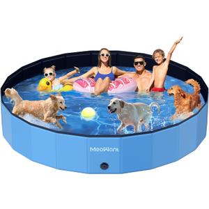 Meowant Extra Large Foldable 107'' Hard Plastic Swimming Pool, Collapsible Dog Bath Pool, Portable Deep Dog Pools for Large Dogs (6XL-107'' 20'')