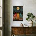 Creepy Gothic Dark Moody Pictures Decor Vintage Halloween Wall Decor Horror Poster Autumn Fall Witch Coven Rustic Macabre Dark Artwork Prints for Living Room Bedroom8x12inch black framed (style-3)