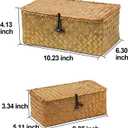 Set of 2 Wicker Basket with Lid, Seagrass Woven Basket for Storage, Decorative Storage Baskets Bins for Organizing Home