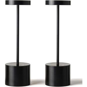 SAKRINGT 2 Pack Rechargeable Table Lamp, LED Cordless Table Lamp,5000mAh Battery Operated Portable Table Light,Dimming for Restaurant/Patio/Outdoor(Black)