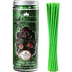 24 Pcs Classic Christmas Tree Ornaments  Natural Pine, Resin & Sweet Woody Notes, Long-Lasting Holiday Fragrance with Hooks for Home Decorations