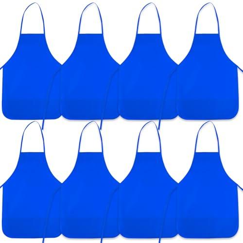 BOUBONI 8 Pcs Kids Apron Painting Aprons for Kids Art Smocks Paint Apron Bulk for Painting Classroom Activity Kitchen Crafts Party Supplies(Blue), Not The Full Set
