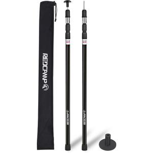 REDCAMP Aluminum Adjustable Camping Tarp Poles, Set of 2, 36in to 90in Telescoping Lightweight Waterproof Tent Poles, Multi-Purpose Extension Paint Roller/Gutter Cleaning/Duster Pole, Black