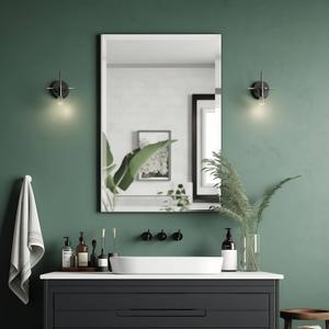 FARMER Rectangle Frameless Mirror, 20x30 inch Rectangle Mirror with 1" Beveled Edge, Beveled Bathroom Mirror for Wall, Vanity, Bedroom, Living Room (30"L x 20"W)