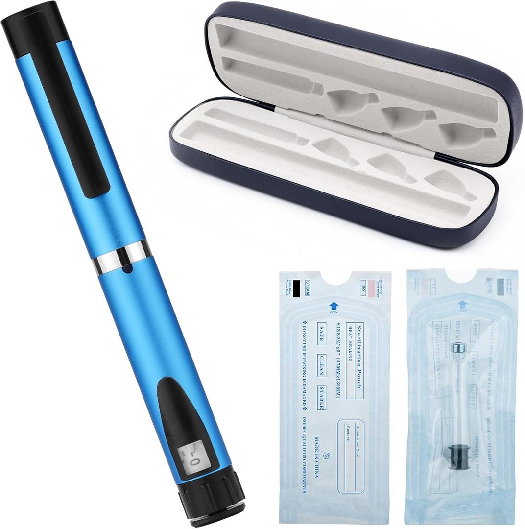60 Unit Reusable Research Pen Injector with Protect Case and 2Pcs 3ml Cartridges (Blue)