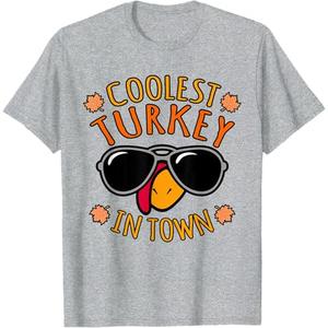 Coolest Turkey Funny Thanksgiving Family Men Women Graphic Long Sleeve T-Shirt 2XL Grey