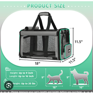 Paw Ballet Pet Carrier, Collapsible Airline Approved Dog Cat Carrier, Soft Top Load Cat Carrier Bag for Small Medium Cat & Dog Under 20 lbs, Cat Travel Carrier Bag with Safety Lock Zipper, Gray